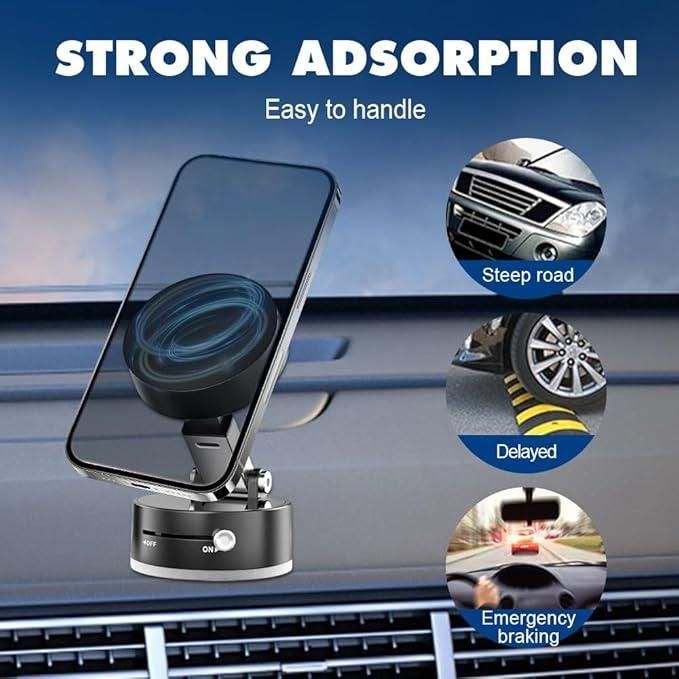 Vacuum Magnetic Suction Phone Holder – Secure, 360° Hands-Free Mount for Car, Home & Office